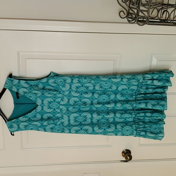 Turquoise sleeveless brocade party dress Size 10 by Trina. - Picture 4 of 4